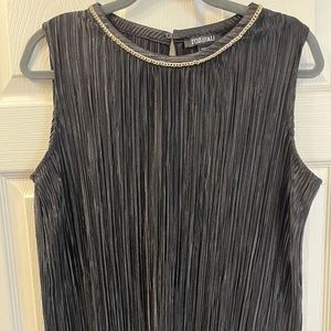 Roz & Ali, Large, Black sleeveless tunic with gold colored chain detail